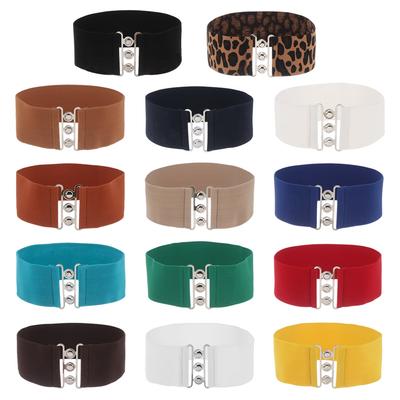 Women Fashion Wide Elastic Belt Multicolor Metal Buckle Cinch Waistband Casual Ladies Coat Waist Band Dress Cummerbands