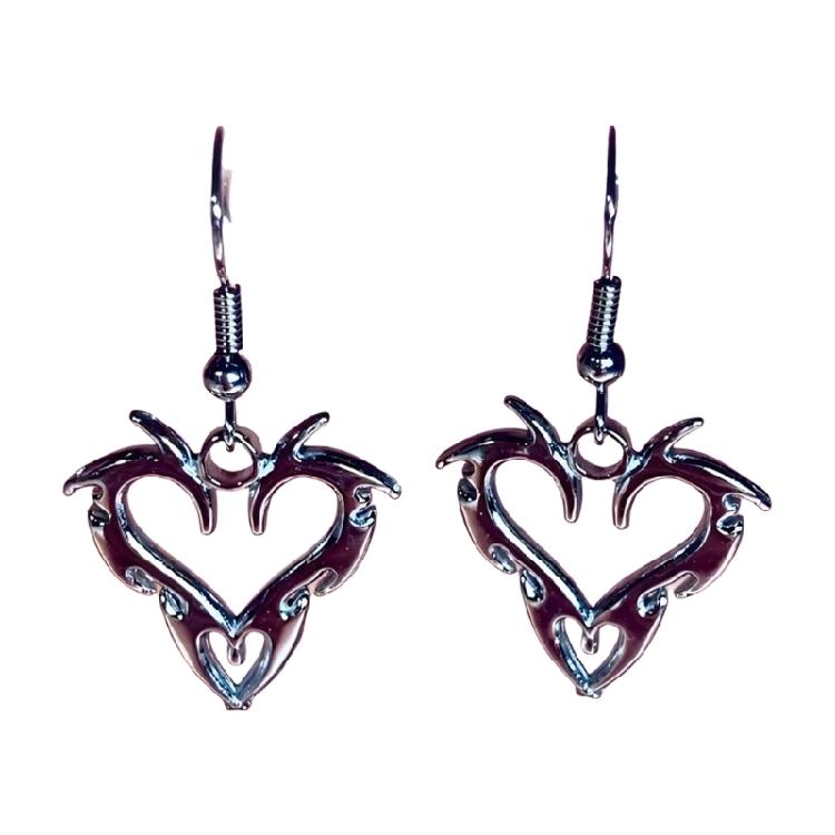 

Heart Earrings Streetwear Accessories Stainless Steel Texture Pendant Earrings Ear Dangles Suitable for Daily Party Wear