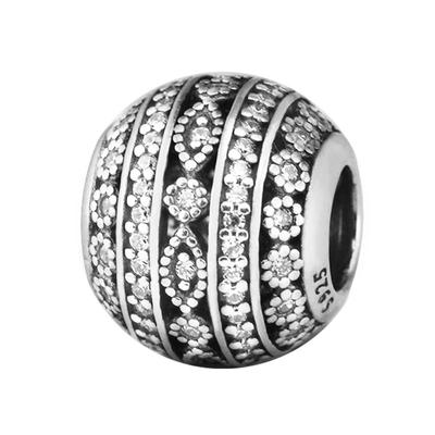 Glittering Shapes Charms 925 Sterling Silver Clear Round Beads DIY Jewelry Making Fits Original Europe Bracelet