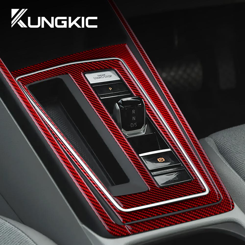 Real Carbon Fiber Sticker For Volkswagen VW Golf 8 MK8 2020 2021 2022 2023 Car Interior Trim Red Shift Panel Decor Accessories