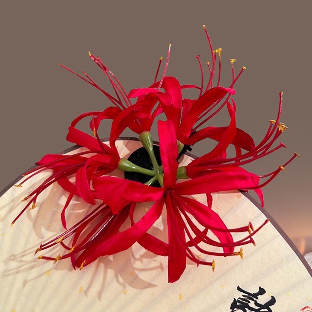 Lycorisradiata Simulation Flower Hairpins Cloth Hanfu Hair Stick Sweet Flower Hair Clip Holiday
