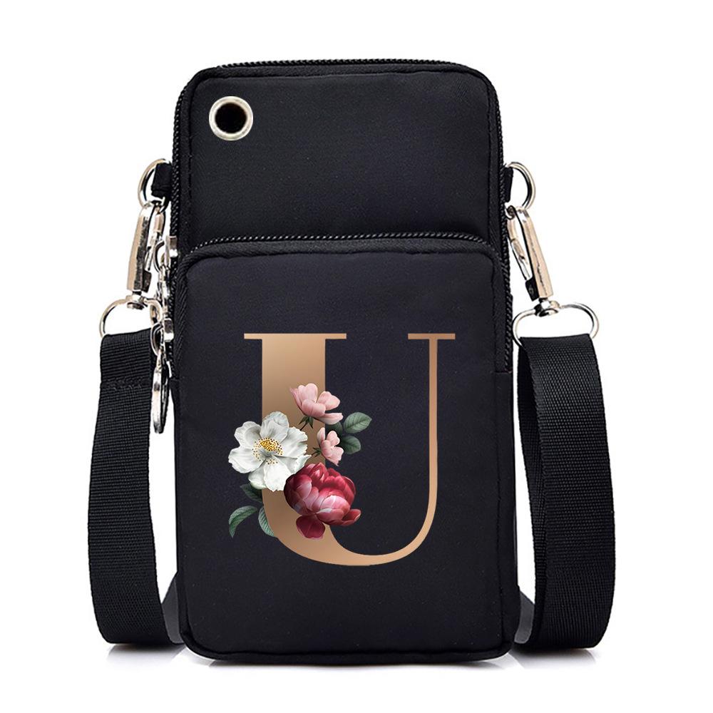 26 letter printed change bag, mobile phone bag to map, light to carry multi-function messenger bag