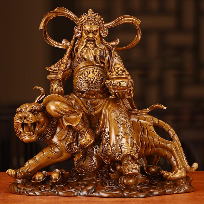Zhao Gongming God of Wealth Statue Riding Tiger - Protector of Home & Office, Attracts Wealth, Ideal for Worship & Display in Living Room or Shop.