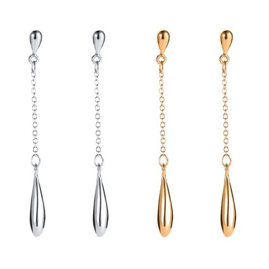 1 Pair Women Drop Earrings Long Tassel Waterdrop Pendant Polished Solid Color Lightweight Hanging Prom Party Wedding Dangle Earrings