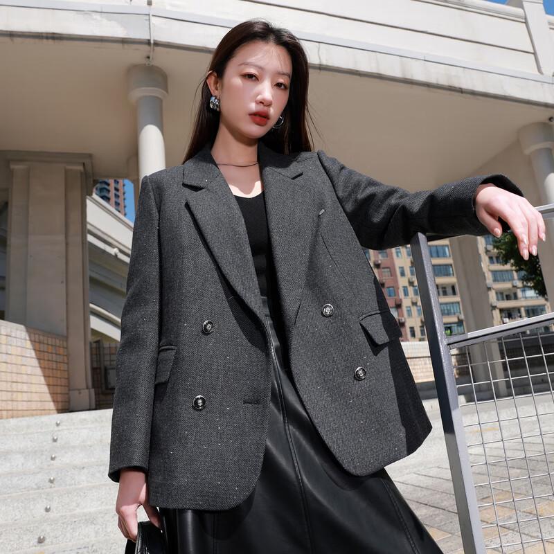 Sancai Damen Übergröße 90% Entendaunen Wollmischung Mittellanger Mantel