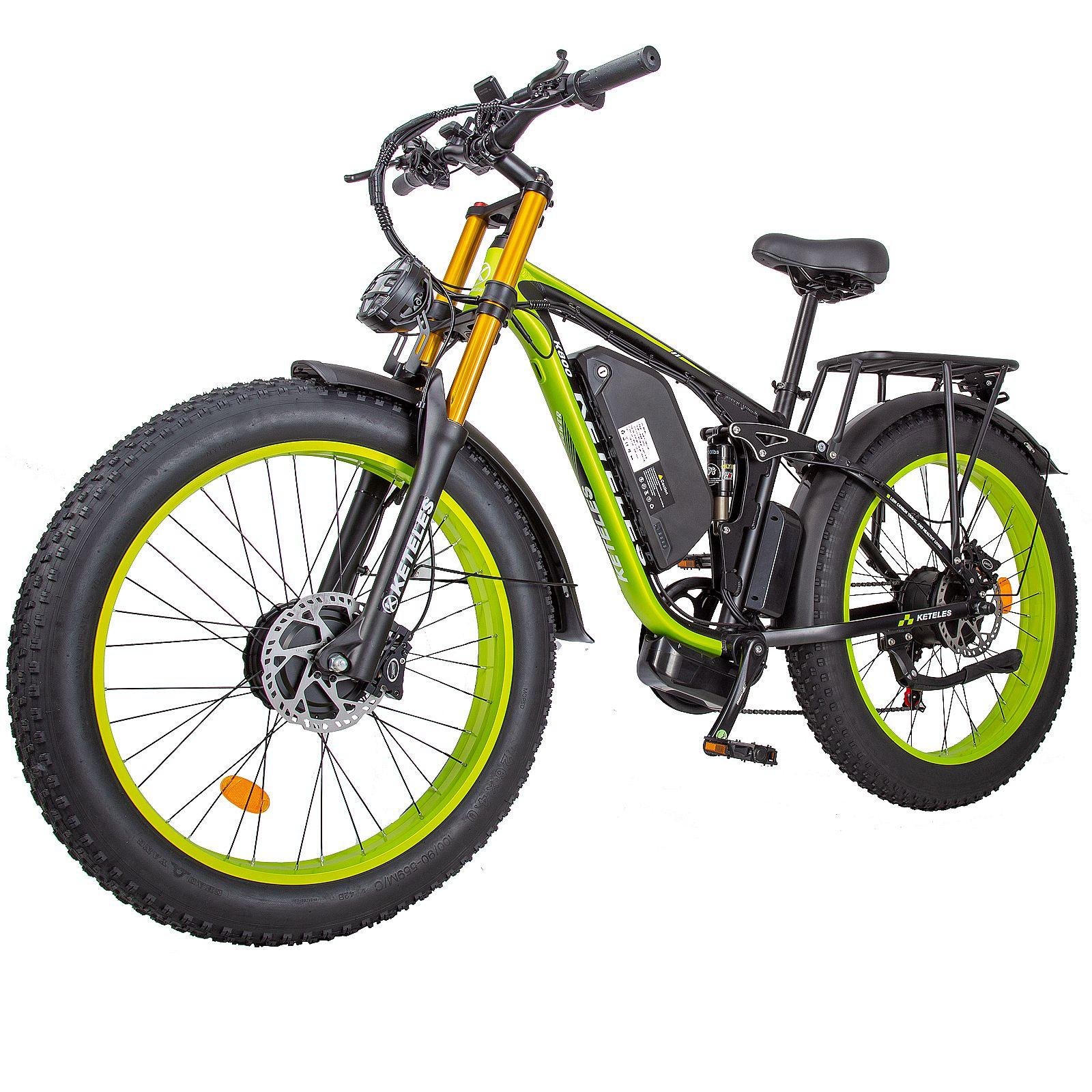 KETELES K800 PRO Fully-Suspension Elektrofahrrad, 48V 23Ah Akku, Hydraulische Scheibenbremsen grün