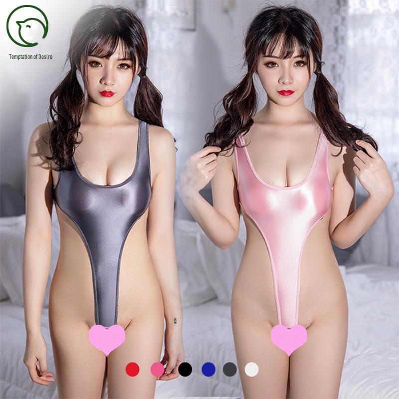 Reignite Passion: Shiny High-Slit Tight Bodysuit Lingerie for Women