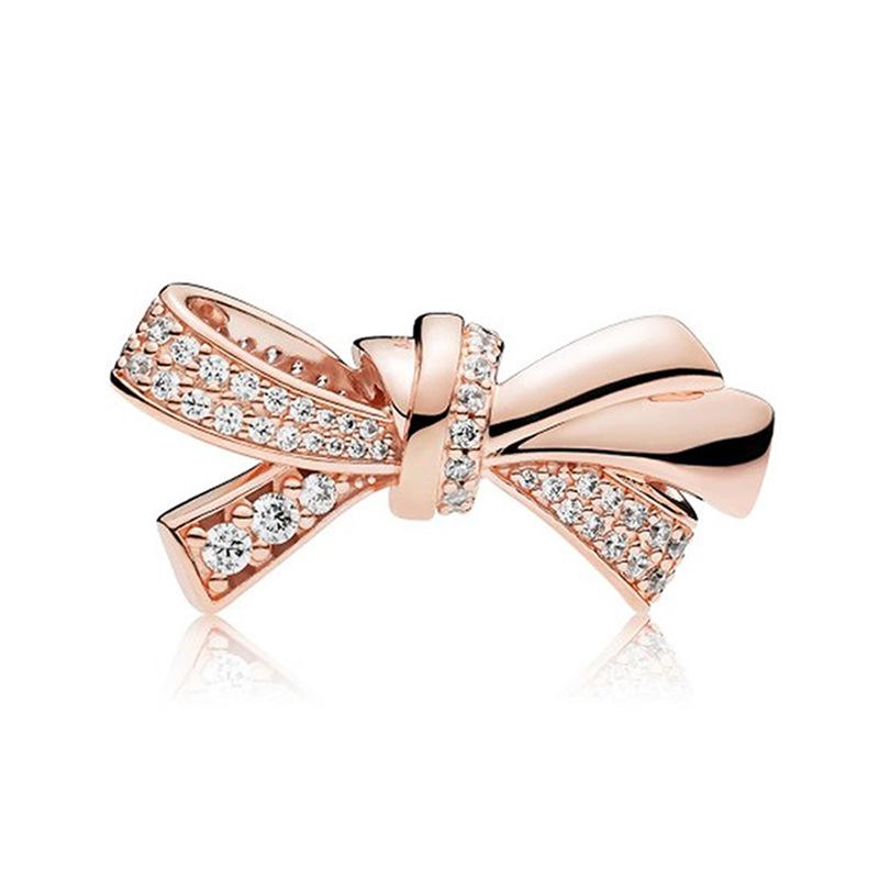 Rose Gold Large Hole Loose Beads Pendant For DIY Pulsera Necklace Accessories Women Fine Jewelry Gifts