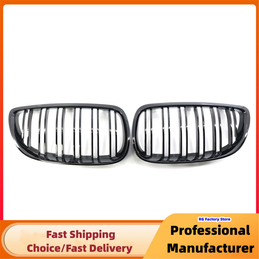 For BMW E92 E93 M3 2006 2007 2008 2009 Front Bumper Kidney Grille 1Pair Glossy Black Car Racing Grill Dual Line Sport Grille