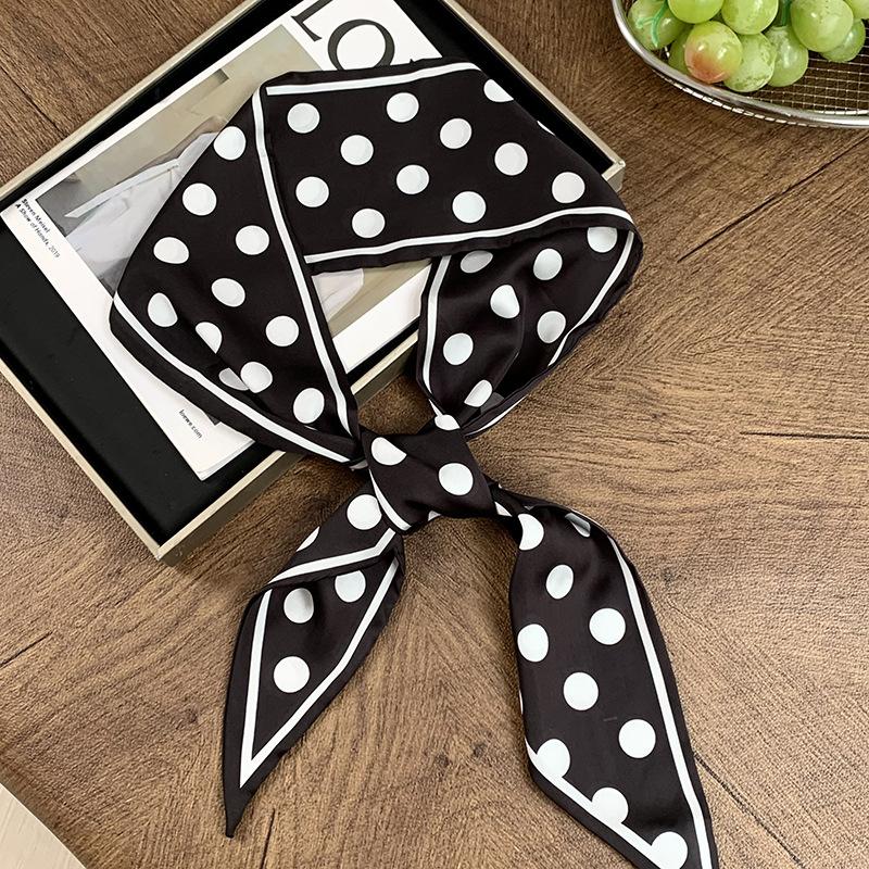 

Шелковый шарф в горошек, длинная полоса, высококлассный и универсальный декоративный шарф, новый шарф из искусственного шелка, косынка, повязка на голову, ремешок для сумки.