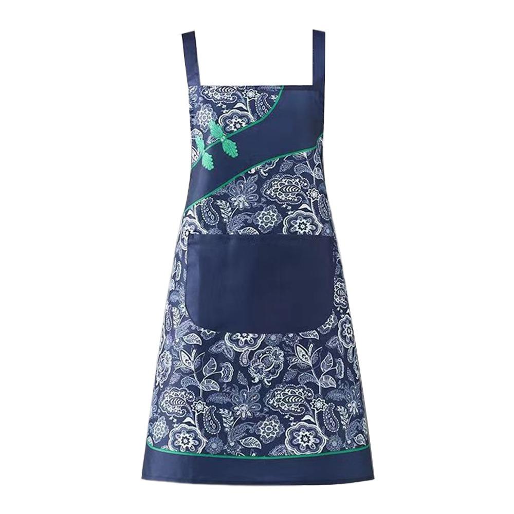 Cheongsam Style Women Flowers Apron Oil-proof Chef Aprons Sleeveless Overalls  Kitchen Use