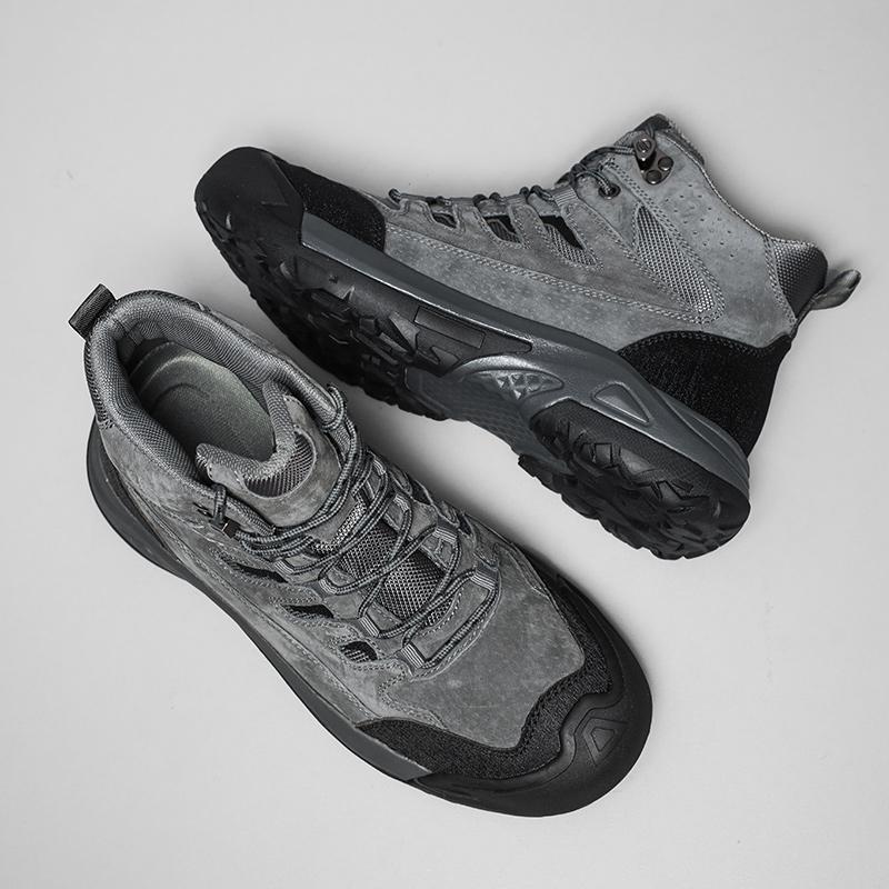 Fashion 2024Men Platform Designer Boots Fashion Desert Genuine Leather Boot New Comfy Non-slip Hiking Shoe High Top All-match Work Boots