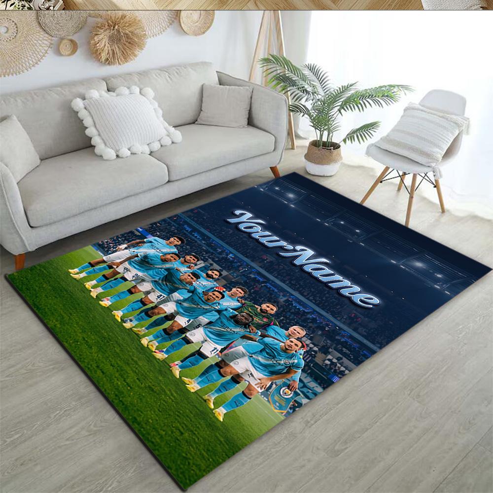 Manchester City Personalized Name Carpet Suitable for Decorate room Playrooms Kitchen Study room Anti-slip Rug Decorate Offices