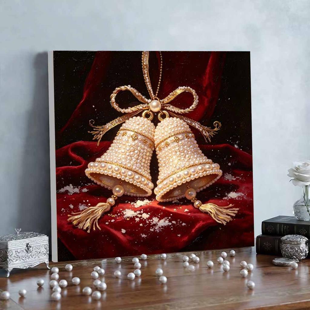 DIY Mini Gerahmtes Perlenmalerei-Set Perlen Weihnachtsglocken Leinwand Heimdeko Malerei