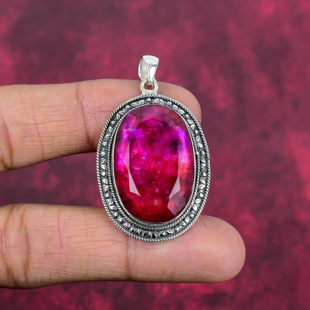 Ammolite Pendant Gemstone Handmade Jewelry, 925 Solid Sterling Silver Pendant, Gift For Wife Jewelry