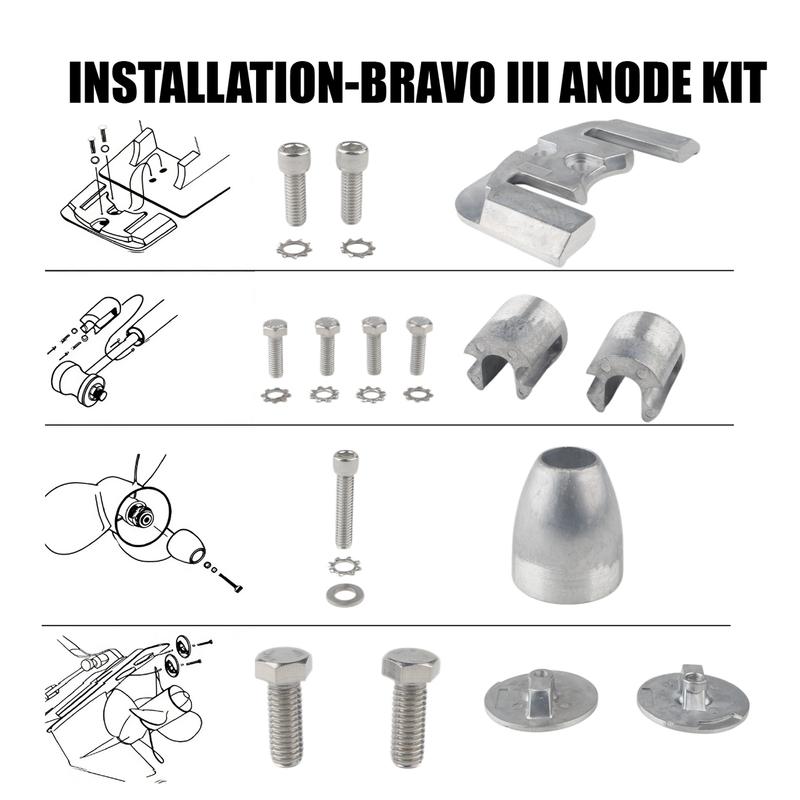 Complete Aluminum Anode Kit Compatible For 2004+ Mercruiser Bravo 3 III Drives Sterndrives Replace for CMBRAVO3KITA, 888761Q02