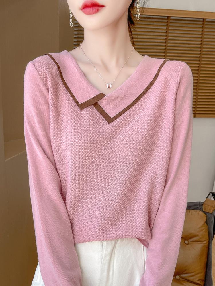 

DAFIFY Женская мода повседневная осень-зима однотонный принт длинный рукав поло воротник свитера S