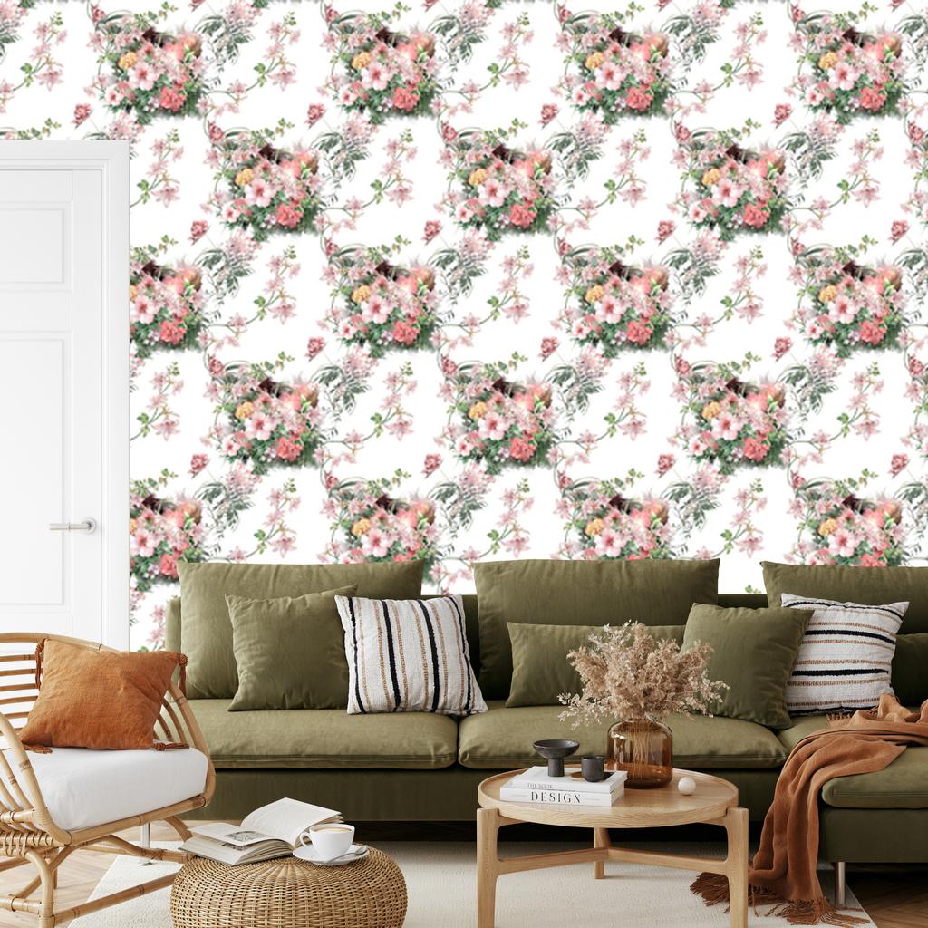 Wallpaper Beautiful bouquets of flowers for the living room and bedroom 50x1000