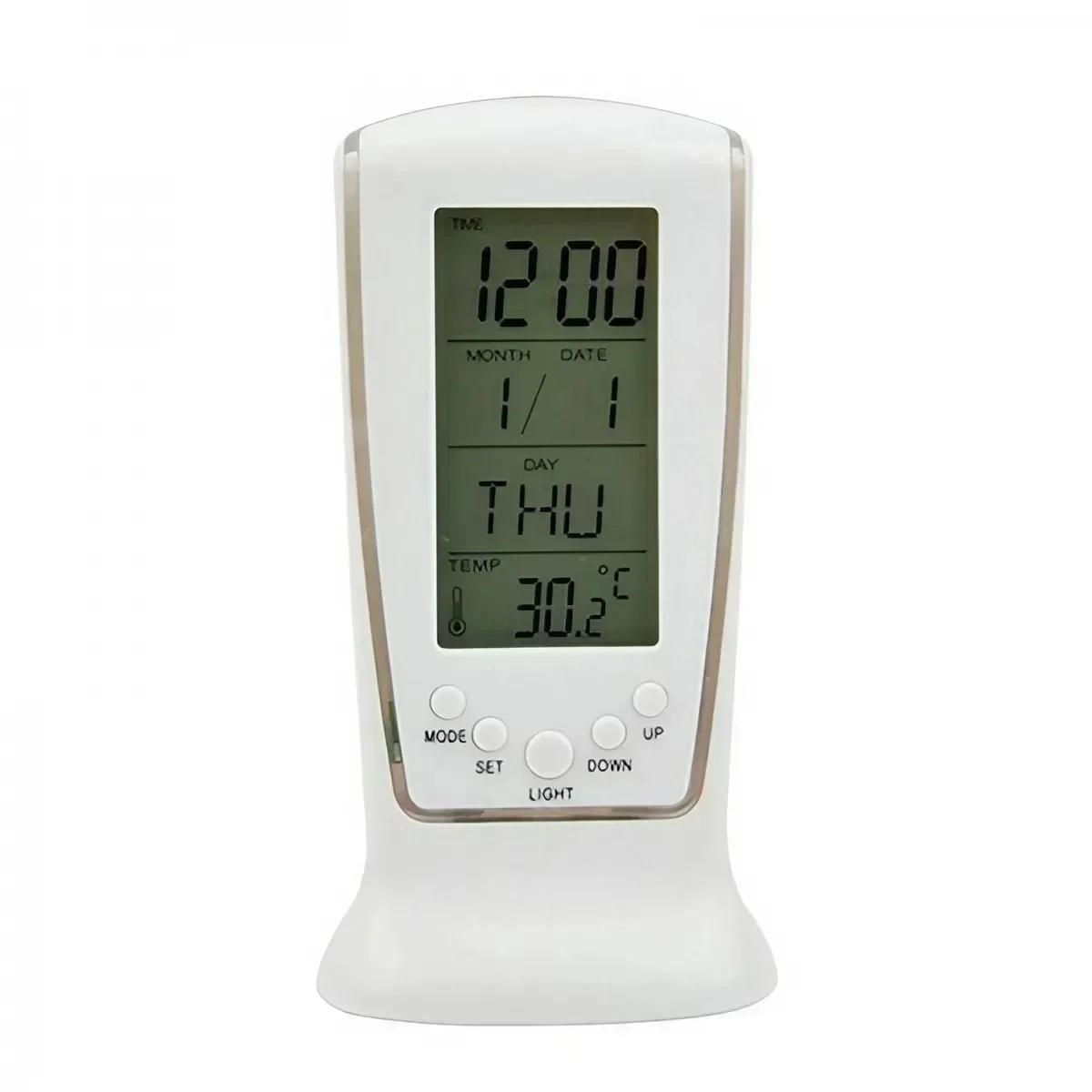 

Календарь, часы, цифровые светодиодные часы, прикроватный температурный музыкальный свет, многофункциональный ленивый цифровой температурный будильник United States белый