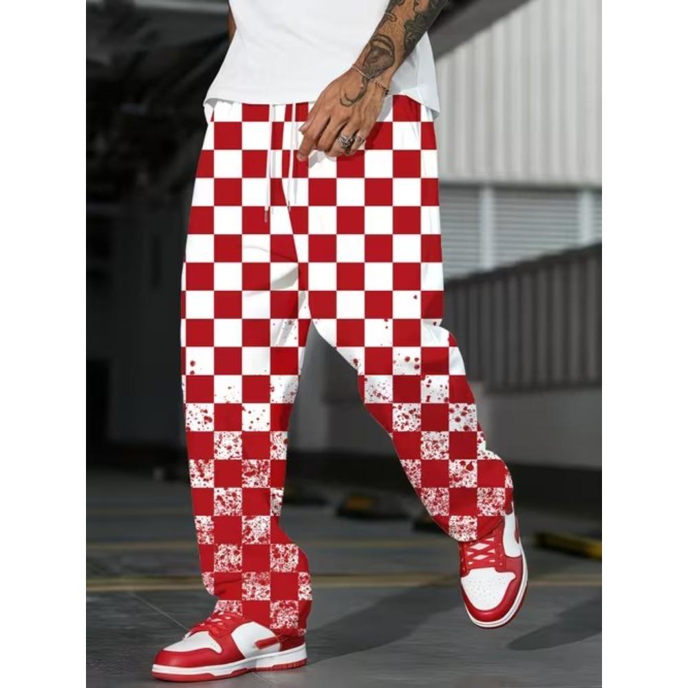 Men's 3D Retro Printed Baggy Casual Trousers,  Elastic Drawstring Waist with Pockets, for Spring Summer Home Outdoor Vacation