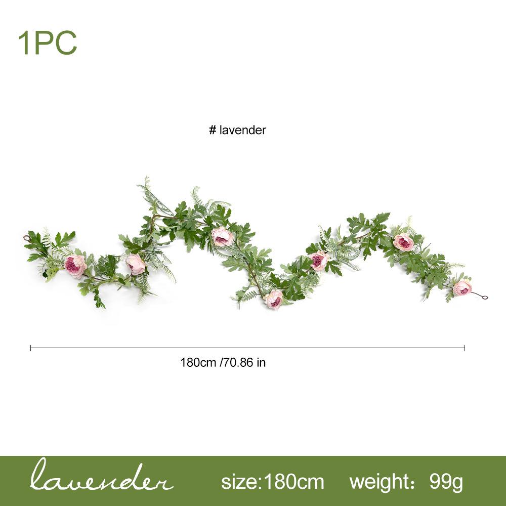 Artificial Simulation of Green Plants On The Home Dining Table of Pteris Multifida Paeonia Suffruticosa and Rattan