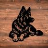 Wrought Iron German Shepherd Sculpture Outdoor Garden Decor Indoor Wall Art