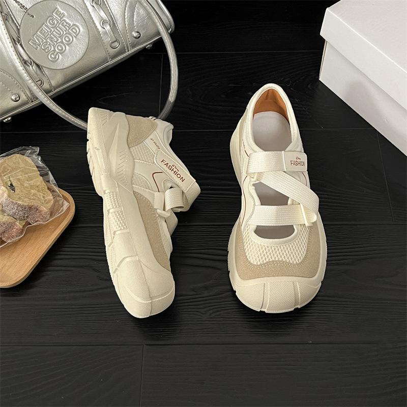 [Fanfna] Ugly cute big-headed shoes for women 2025 spring and summer single shoes breathable and versatile Velcro Mary Jane shoes for women