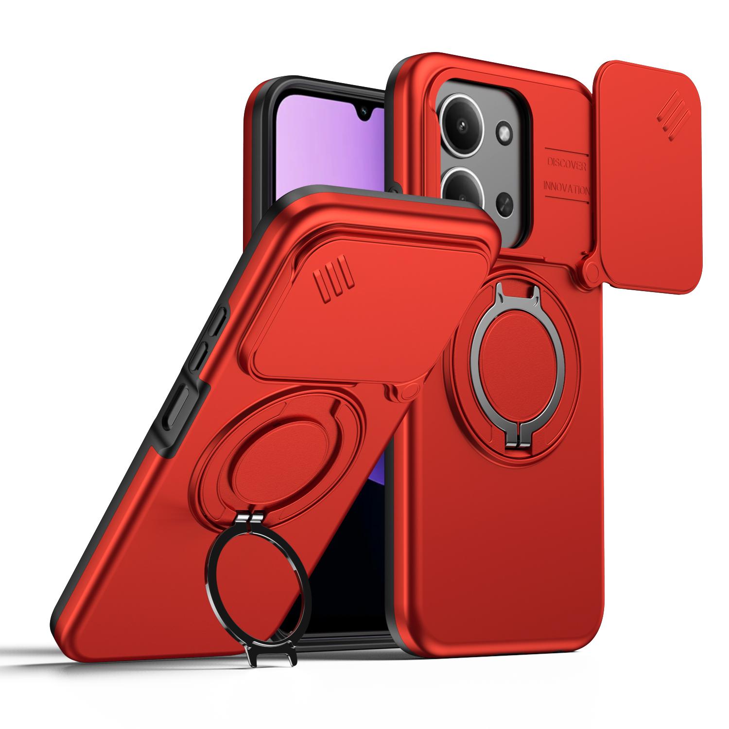 

Sliding Camera Cover Armor Shockproof Case For Xiaomi Poco C85 Redmi 15C 4G 5G Metal Ring Stand TPU Frame Hard Plastic Fundas Xiaomi Poco C85 4G червоний