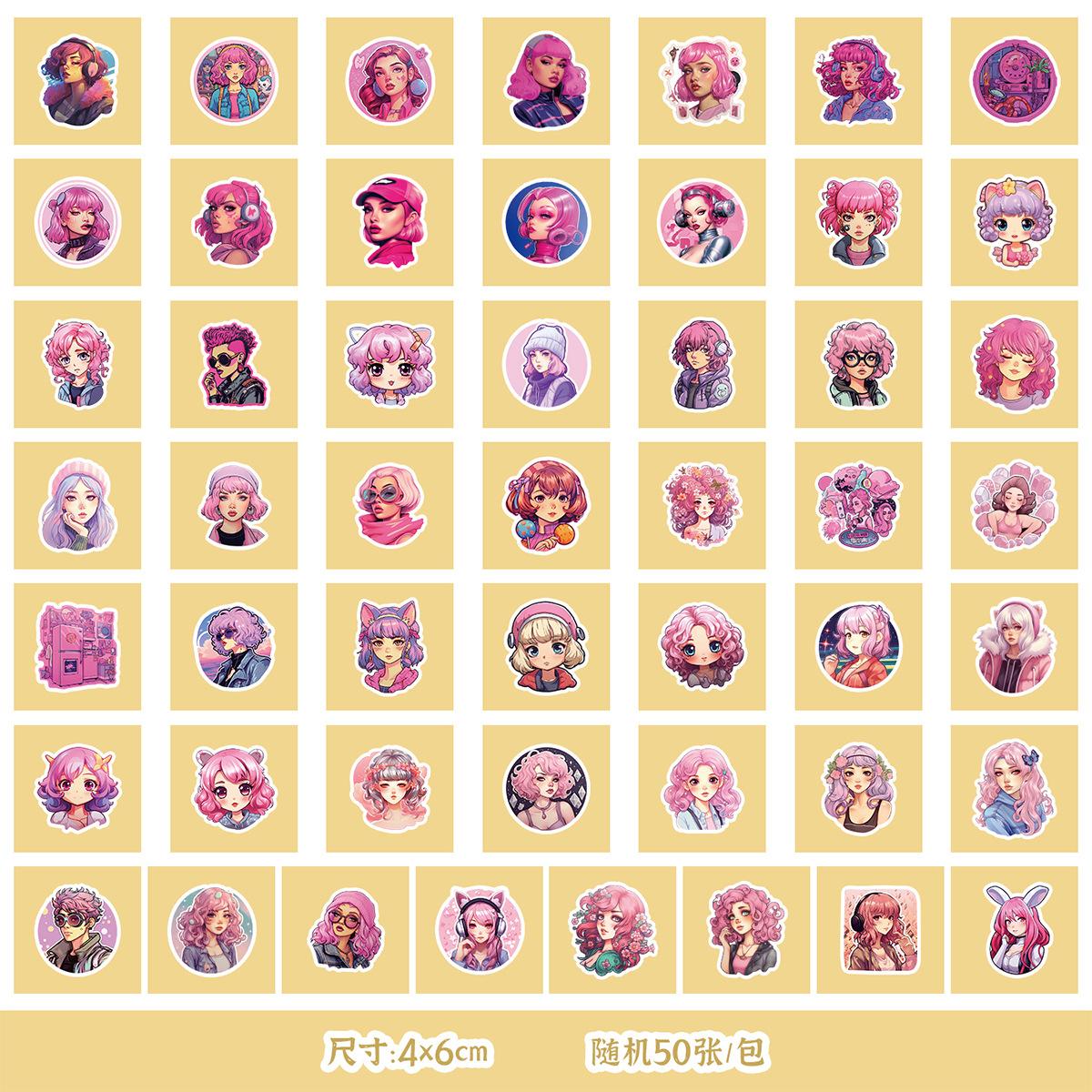 

50/100 Cute Little Girl Graffiti Stickers Mobile Phone Water Cup Decoration Waterproof Stickers DIY Hand Account Stickers