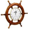 Roda de Navio de Madeira Premium Com Relógio Downton Abbey | Presente de Pirata | Decoração para Casa de Praia | Nagina International (30 polegadas