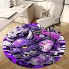 1pc Japanese Demon Mask & Geisha Purple Round Carpet, Office Chair Mat, NonSlip Rug for Home Decor, Seasonal Gift, Suitable for Office