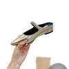pointed half slippers, women's summer wear 5CM drag head nude rhinestone bag inner height increase flat shoes cool