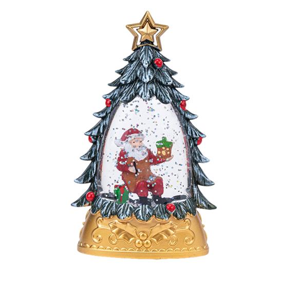 Christmas Snow Ball Lantern Lighted Santa And Christmas Tree Scene Glittering Water Snow Ball Decoration for Home Desktop Decor
