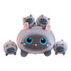 Cat Plush Toy - Mama Cat and Four Kittens - Cat Plush Toy, Cat Body Pillow, Squishy Animal, Birthday Gift, Boys, Girls, Christmas Gift (GRAY CAT,