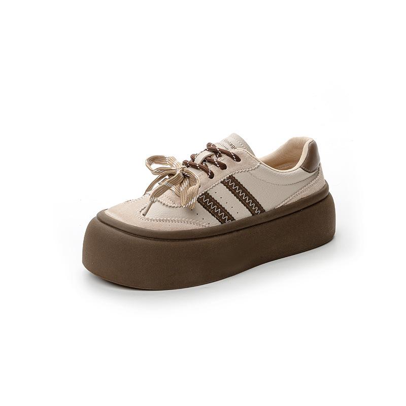 Women's Autumn New Thick-soled Heightening Small Pair of Shoelaces Color Matching Retro Casual Board Shoes