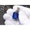 Natural Blue Sapphire Pendant 925 Sterling Silver Emerald Cut 18ct Gem September Birthday Birthstone
