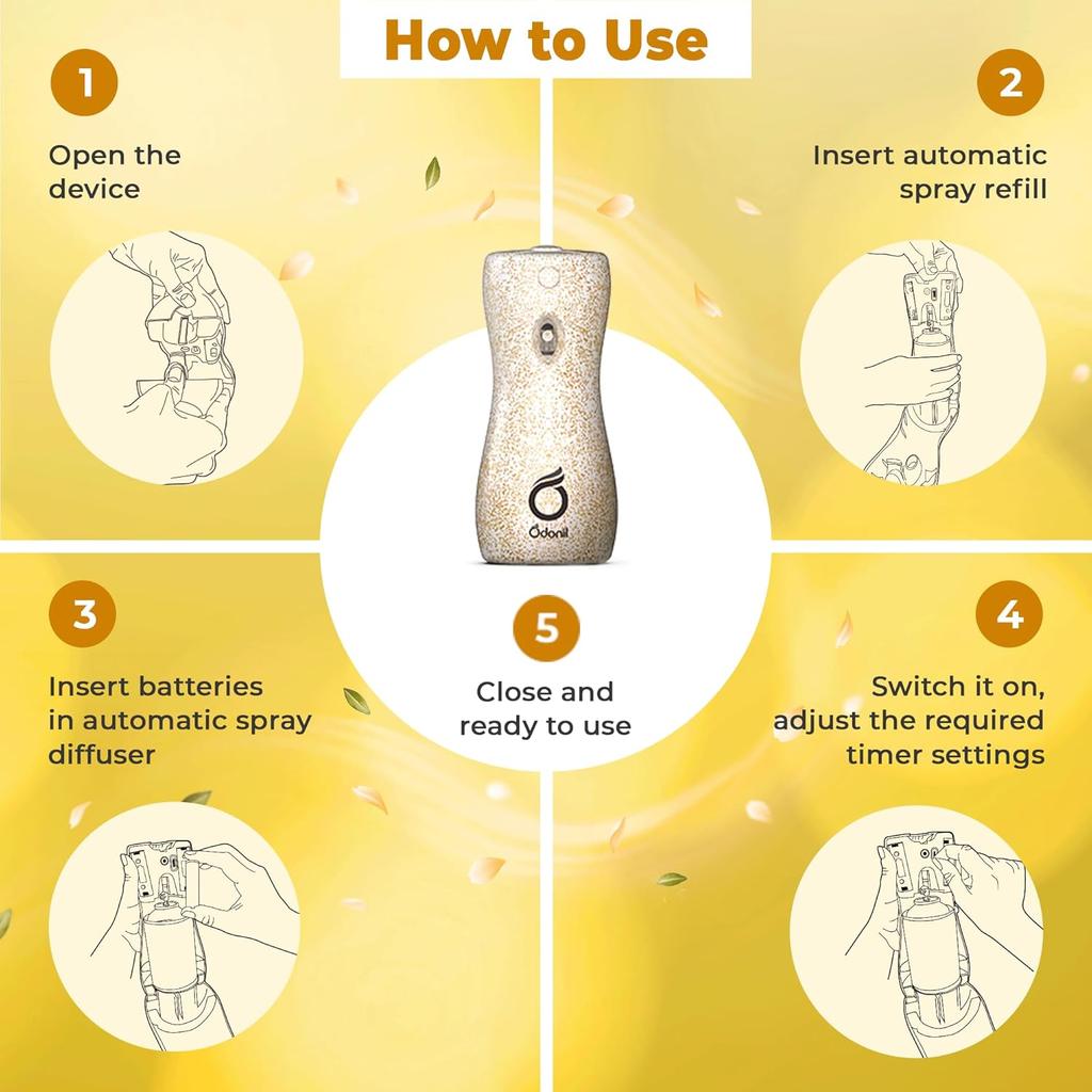 Dabur Odonil Automatic Air Freshener Spray Refill 225Ml Gold Jasmine Long Lasting Fragrance For Home Office Washroom