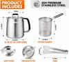 68oz 3-in-1 304 Stainless Steel Oil Filter Pot with Fine Mesh Strainer Heat-Resistant Handle 2L Bacon Grease Container for Kitchen Camping Frying