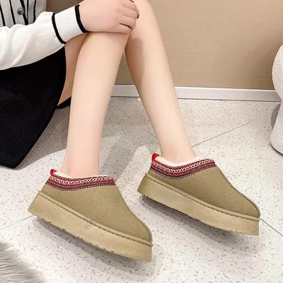 Women Chelsea Ankle Snow Boots Winter New Woman Fur Short Plush Warm Flats Slippers Platform Shoes Flip Flops Suede Botas