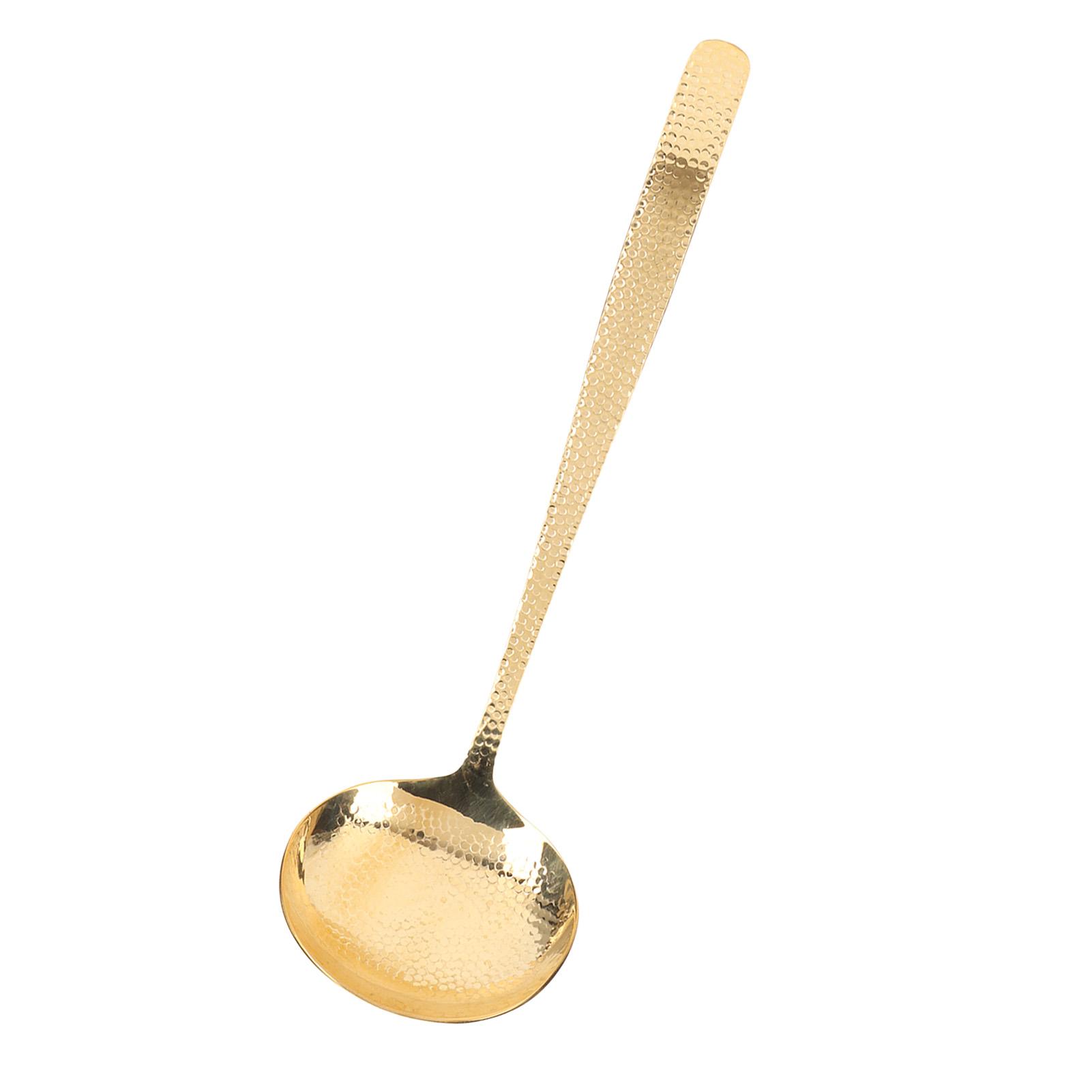 

Soup Ladle Durable Brass Elegant Bright Gold Color Balanced Weight Multifunction Ladle Spoon for Home Kitchen Cooking