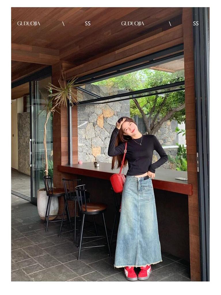 Women's Long Sleeve Slim Fit Red T-Shirt - Stylish Spring/Autumn Base Layer 2025