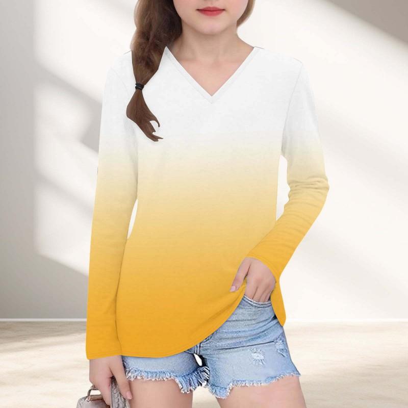 Womens V-Neck Long Sleeve Loose Fit T-Shirt With Polka Dot Print Casual Oversized Top Daily Wear