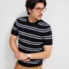 Zhuangji Men's Color Block Stripe Cotton Blend T-Shirt