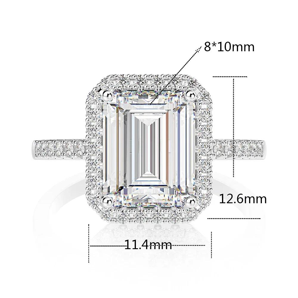 Cbtb Rectangular Moissanite Ring 925 Silver Engagement Quality Goods Jewelry