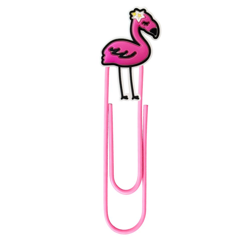 Bunter Flamingo Lesezeichen & Büroklammer Schmuck - Niedliches DIY Metall Schreibwaren Geschenk