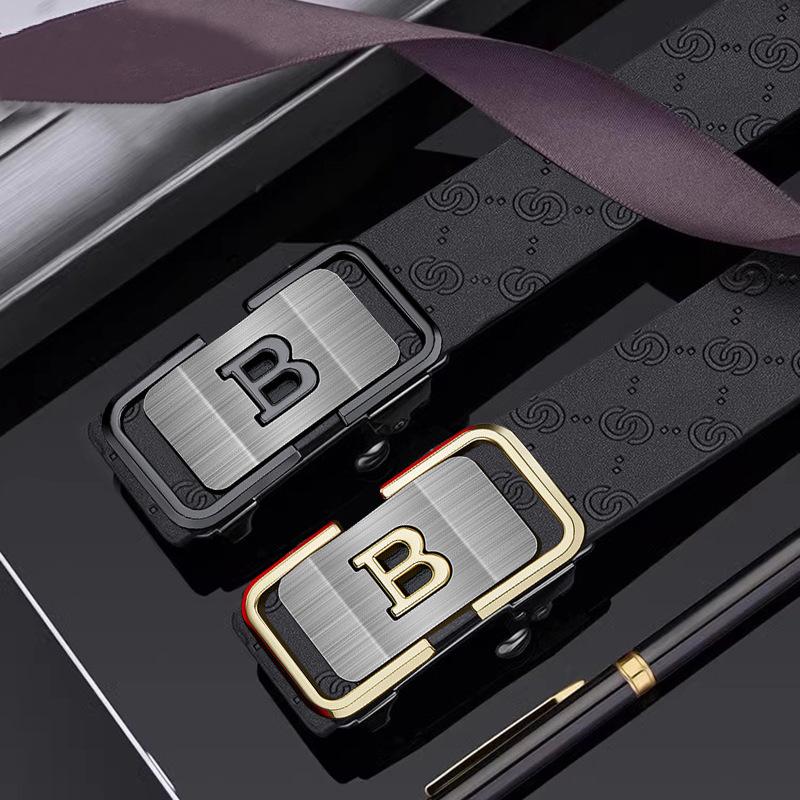 Belt Men'S Leather Casual Business Simple Men'S Automatic Buckle Belt Cowhide Premium Versatile Middle-Aged And Youth Belt