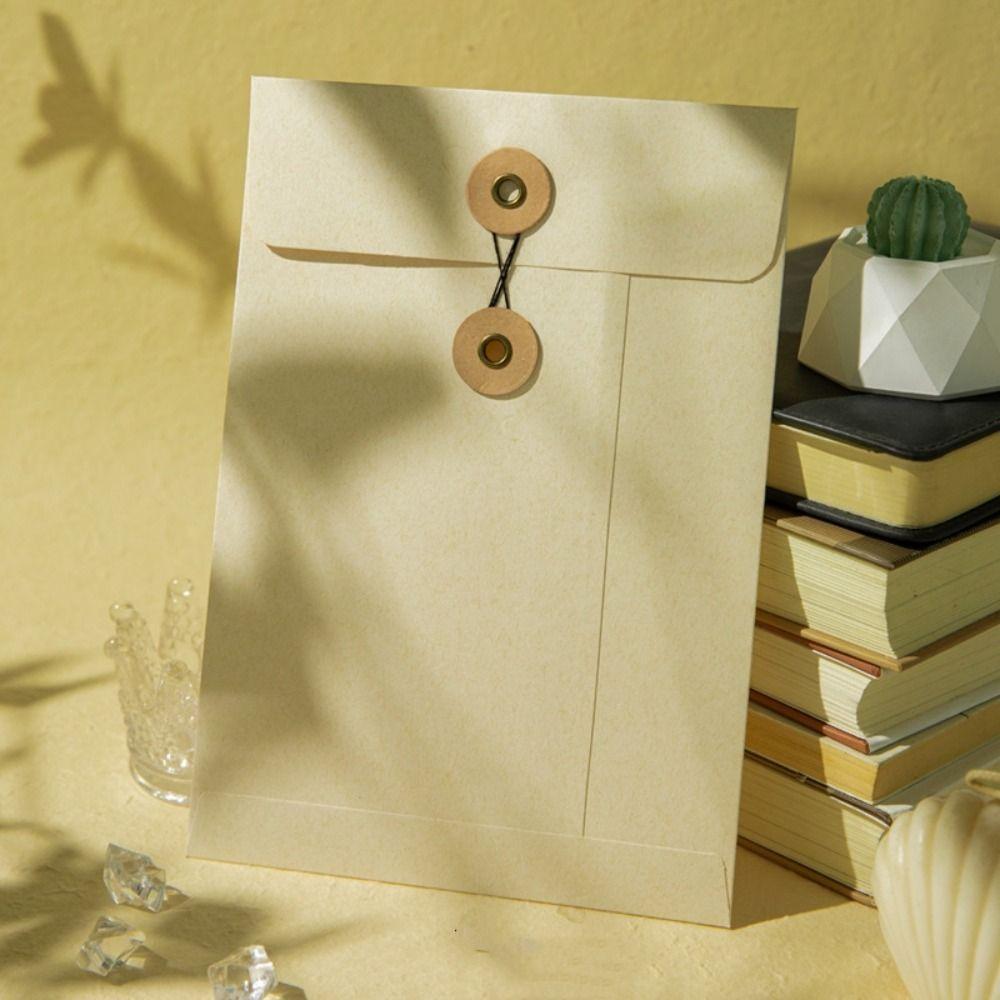 with String Tie Closure Clasp Vintage Brown Envelopes Simple Archive Bag  Decoration Gift