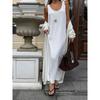 European and American Ladies Dress Simple Women's Clothing Street Casual T-shirt Long Dress Inner Home Wear U-Collar