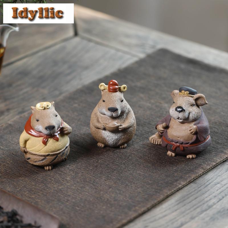 Yixing Zisha Capybara Eight Precepts Wukong Incense Holder Tea Pet Elegant Tea Sculpture Tea Figurine Play Toys Tea Statue Craft