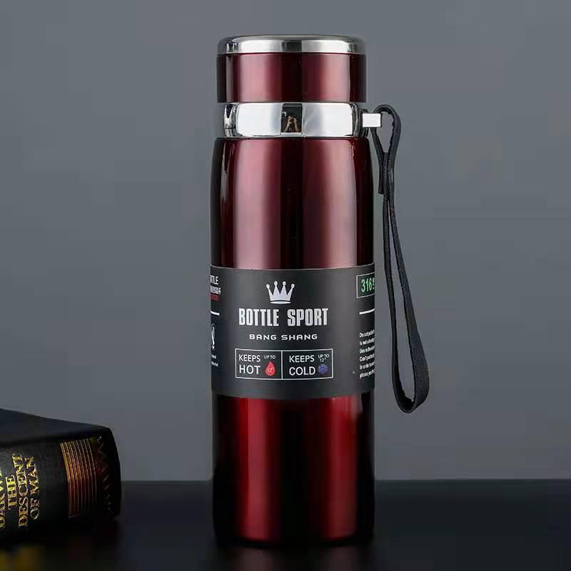 316 Stainless Steel Insulated Sports Water Bottle with Lanyard - Large Capacity